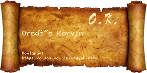 Orsós Korvin névjegykártya
